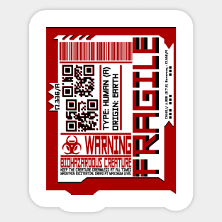 FRAGILE Cyberpunk Inspired Human Shipping Label Sticker